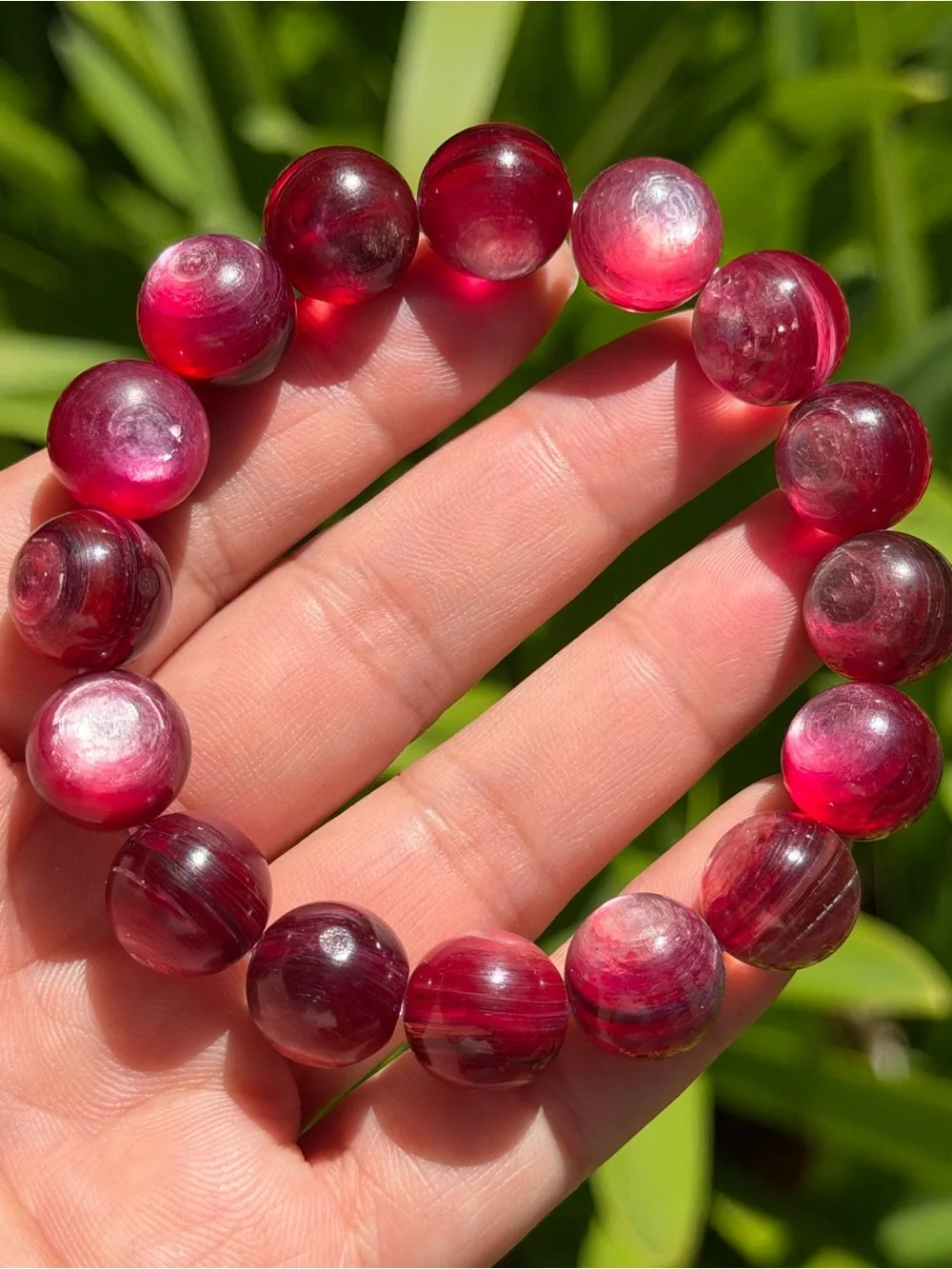 12.5mm Stretchable Red Lepidolite Bracelet 2153